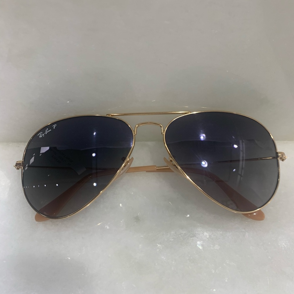 Ray Ban Aviator polarized Large gold sunglasses